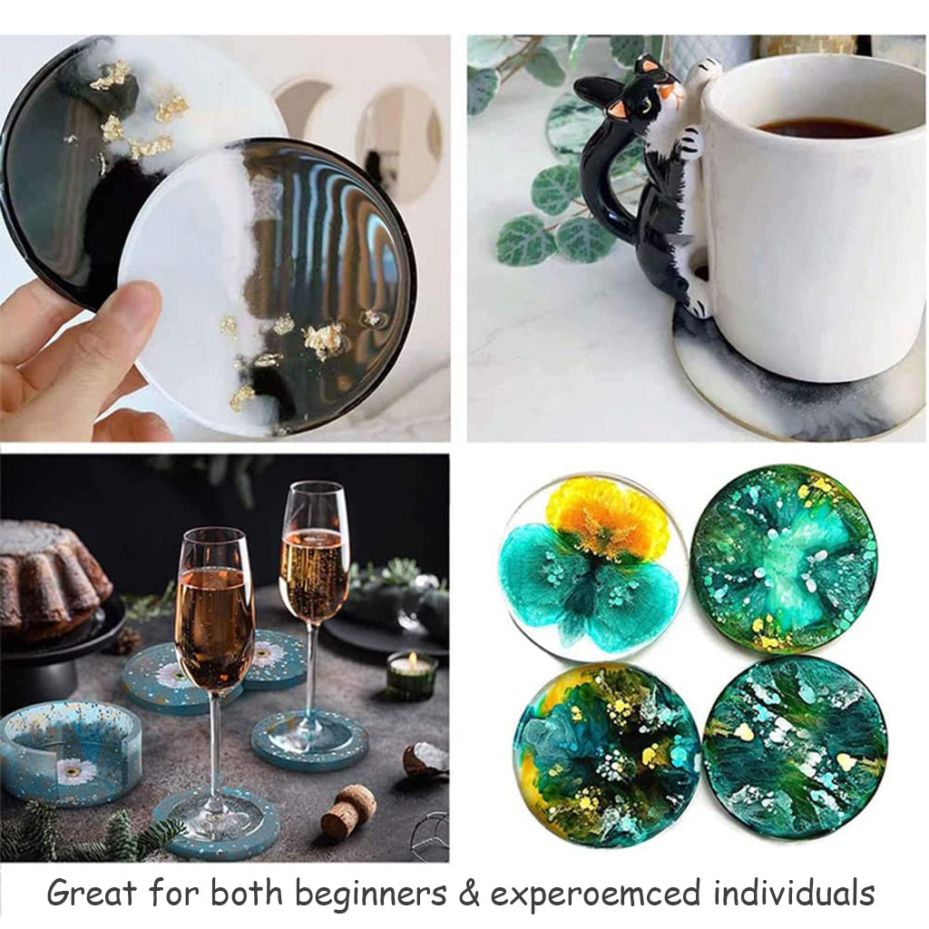 HASTHIP 5pcs Coaster Resin Moulds Set Silicone Coaster Storage Box Mould, Silicone Epoxy Pouring Mould for DIY Art Craft Coasters HASTHIP 5pcs Coaster Resin Moulds Set Silicone Coaster Storage Box Mould, Silicone Epoxy Pouring Mould for DIY Art Craft Coasters